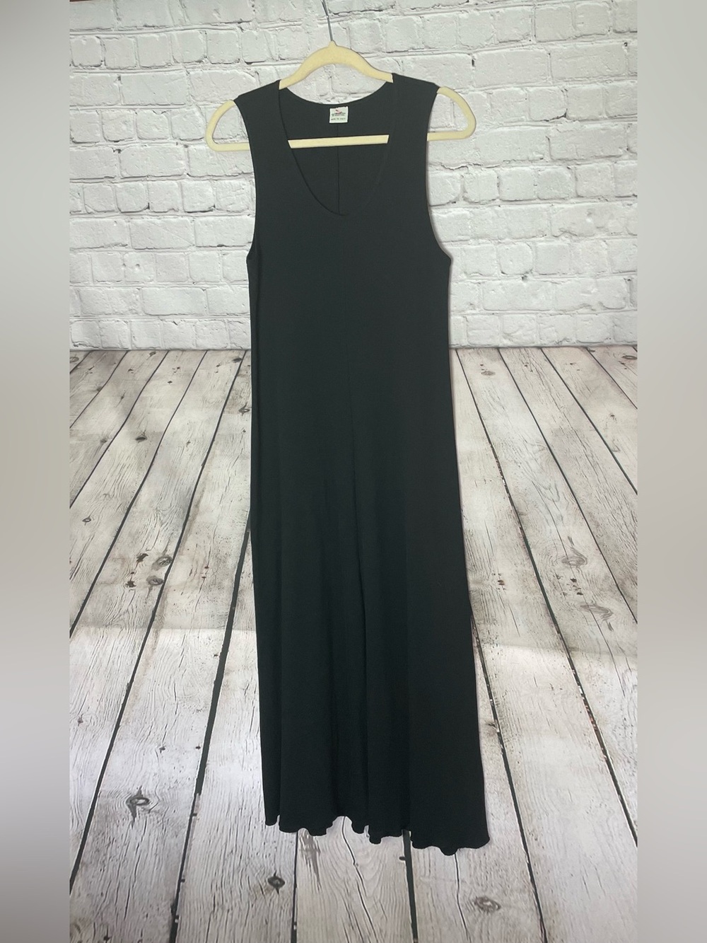 United Colors of Benetton Black Maxi Minimalist Stretch Dress Size Medium